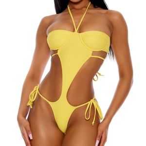 One piece yellow swimsuit
